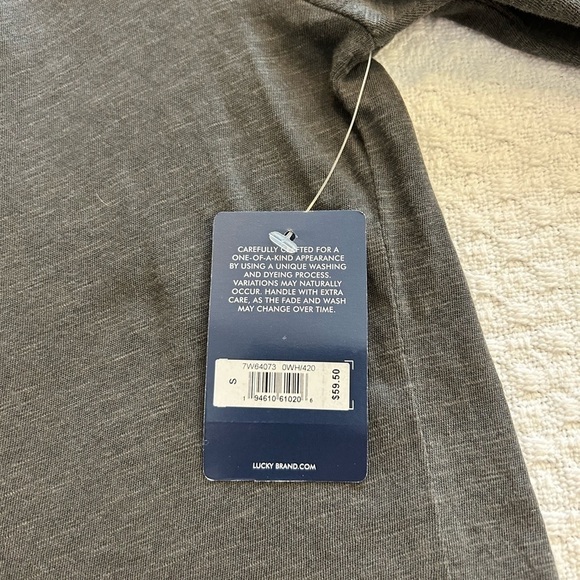 Lucky brand Embroidered V-Neck / NWT charcoal grey blouse top SP - Picture 7 of 13